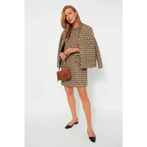 TUCKERNUCK Neapolitan Tweed Sleeveless Jackie Dress X Small New Pink Green Brown - Picture 4 of 6